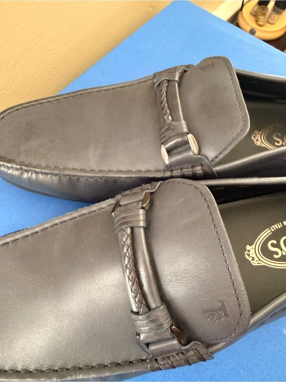 Tod’s Men’s Navy Blue Leather Slip-On Loafers
